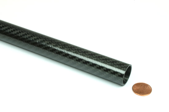 Picture of Carbon Fiber Roll Wrapped Telescoping Twill Tube ~ 0.625" ID x 24", Gloss Finish