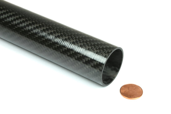 Picture of Carbon Fiber Roll Wrapped Telescoping Twill Tube ~ 1.125" ID x 24", Gloss Finish