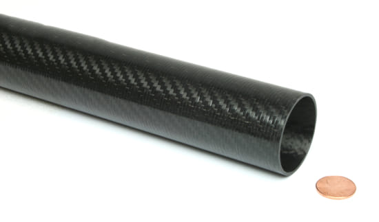 Picture of Carbon Fiber Roll Wrapped Telescoping Twill Tube ~ 1.375" ID x 24", Gloss Finish