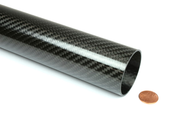 Picture of Carbon Fiber Roll Wrapped Telescoping Twill Tube ~ 1.625" ID x 24", Gloss Finish