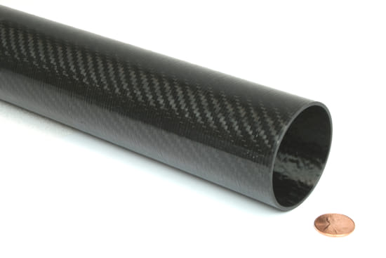 Picture of Carbon Fiber Roll Wrapped Telescoping Twill Tube ~ 2" ID x 48", Gloss Finish