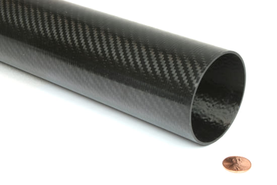Picture of Carbon Fiber Roll Wrapped Telescoping Twill Tube ~ 2.375" ID x 24", Gloss Finish