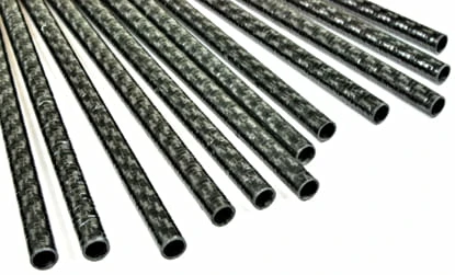 Carbon Fiber Roll Wrapped Twill Tube ~ 0.25" ID x 24", Thin Wall Gloss Finish