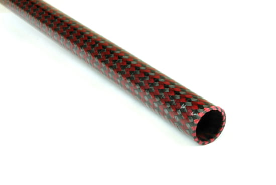 EconomyTube™ Braided Carbon/Red Kevlar Round Tubing ~ 0.5" ID x 72"