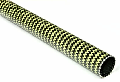 EconomyTube™ Braided Carbon/Yellow Kevlar Round Tubing ~ 0.75" ID x 48"