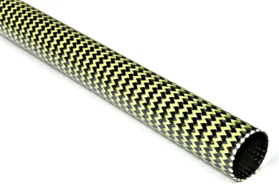 Braided Carbon/Yellow Kevlar Round Tubing ~ 0.5" ID x 72"