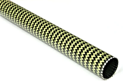 Braided Carbon/Yellow Kevlar Round Tubing ~ 0.5" ID x 24"