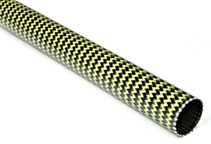 Braided Carbon/Yellow Kevlar Round Tubing ~ 0.75" ID x 72"