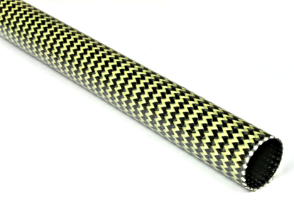 EconomyTube™ Braided Carbon/Yellow Kevlar Round Tubing ~ 0.75" ID x 24"