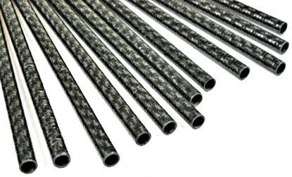 Carbon Fiber Roll Wrapped Twill Tube ~ 0.313" ID x 48", Thin Wall Gloss Finish